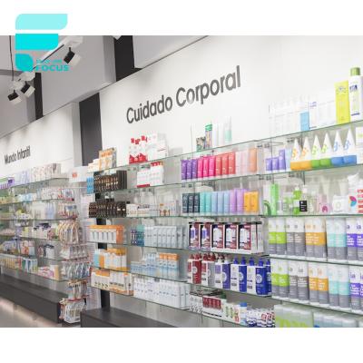 China Customized design store interior decoration retail medical pharmacy shelving store counter design furniture pharmacy medical pharmacy for sale