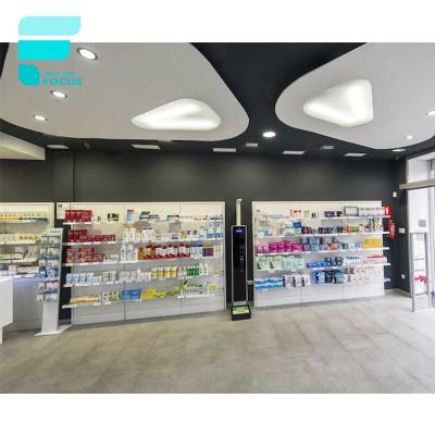 China Customized Modern Medical Design Shop Furniture Home Decor Pharmacy Counter Display Pharmacy Medicine Cabinet Medicine Cabinet for sale