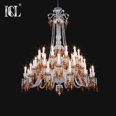 China Modern Fancy Hotel Crystal Zhongshan Style LED Pendant Light Modern Luxury Glass Arm Villa Chandelier for sale