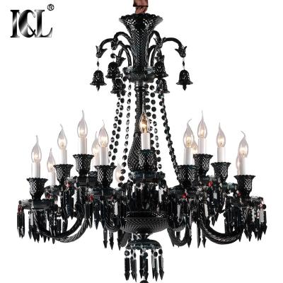 China Grand Baccara Crystal Pendant Light Ceiling Modern Wholesale Black Hotel Size Chandeliers for sale