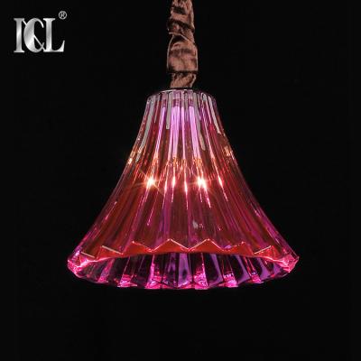 China Baccarat Modern Wholesale Items Red Color Factory Glass Pendant Lamp 1 Heads Modern Handlamp Hotel Chandelier for sale