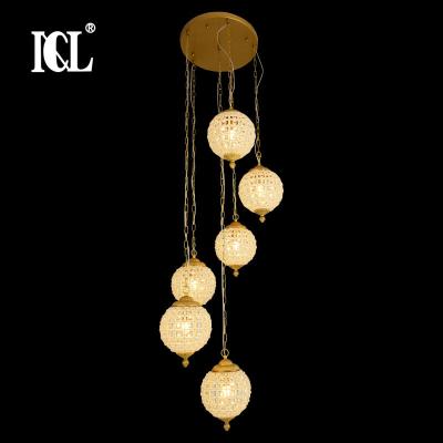 China Hot Sale Modern E14 G9 60W 60W Modern Luxury Decorative Gold Indoor Bedroom Pendant Crystal Pendant Lamp for sale