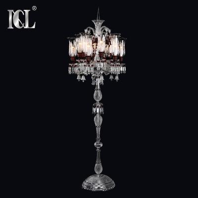 China China industrial high quality 12heads with shade glass arm baccarat floor lamp for hotel for sale