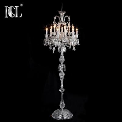 China 12 Heads Baccarat K9 Industrial Antique Standing Modern Crystal Floor Lamp For Hotel for sale