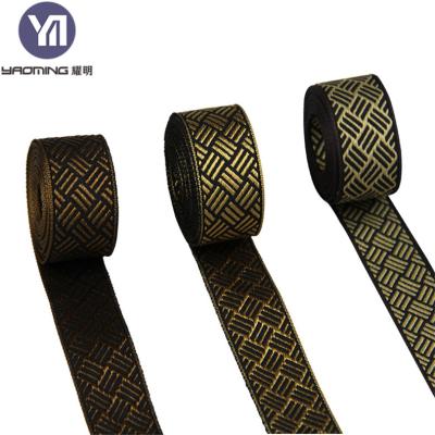 China New Arrival Viable High Quality Nylon Ribbon Gold Pattern Printed Webbing For Ethnic Clothing for sale