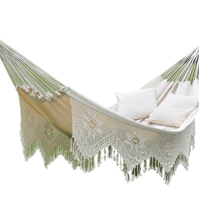 China Contemporary Comfortable Fabric Elegant Deluxe Tassels Durable Swing Hammock for sale