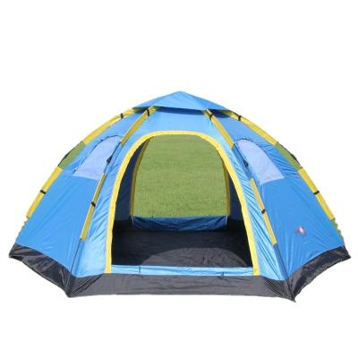 China Diamond Ground Nail Factory Wholesale Hexagonal Customized Full Automatic Double Layer Hexagonal Outdoor Multilayer Camping Tent Rainproof Quick Open Tent for sale