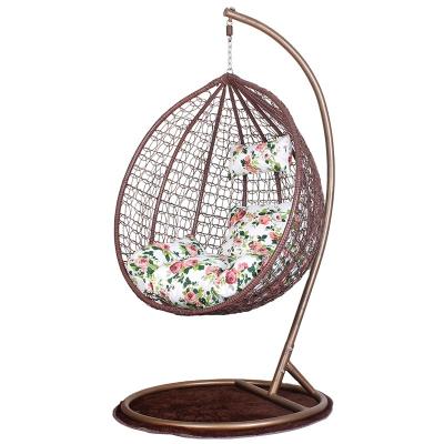 China Super Comfortable PE Rattan Swing Chair Yard Patio Egg Chair Cushion Swing Egg Weaving Chair With Stand for sale