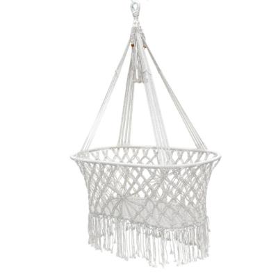 China Durable 2021 Macrame Baby Hammock Swing Macrame Bassinet Baby Hanging Cradle for Indoor Outdoor for sale