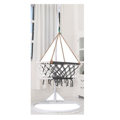 China Hot Selling Breathable Baby Cradle Breathable Swing White And Black Macrame Chair Cotton Hanging Bamboo Crib Cot for sale