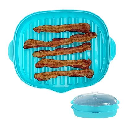 China Easily Cleaned Microwave Bacon Rack, Food Grade PP BPA Free Bacon Tray, Microwave Bacon Cooker with Splatter Lid for sale