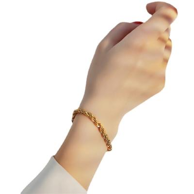 China High Quality Vintage 18k Gold Plated Minimalist Design Cuban Jewelry Chain Bracelet Stainless Steel Bangle Fashion Jewelry Bangles for sale