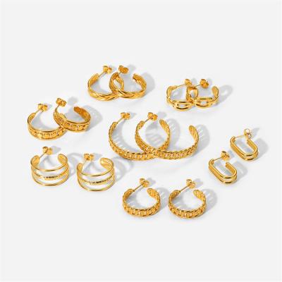 China Trendy INS Women's C Shape Circle Earrings 18k Gold Plated Tasty Earrings Fashion Charming Girls Stainless Steel Earrings for sale