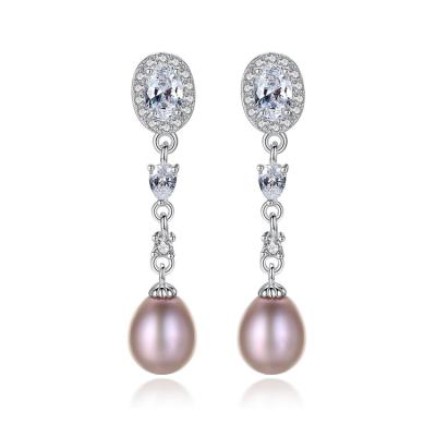 China Wholesale Vintage 925 Sterling Silver Earrings Dainty Pearl Crystal Drop Earrings Freshwater Rhinestone Drop Earrings For Women for sale