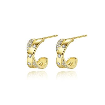 China 925 Sterling Silver Romantic Trendy Geometric Earring Gemstone Earring 14k Gold Jewelry Beautiful Women Shape Jewelry Earrings for sale