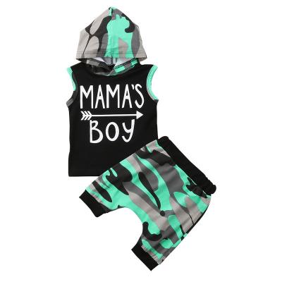 China Kids Casual Clothing Sets High Quality Boys Summer Camouflage Sleeveless Hoodie Long Pants Kids Clothing 1-3 Years Old Baby Boy Cloth Set for sale