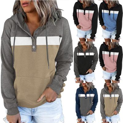 China Fashion Hoodies Breathable Sweatshirts Women Sheath Long Hooded Soft Casual Ladies Striped Contrast Loose Warm Sweatshirts for sale