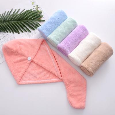 China Other Wholesale Coral Cashmere Dry Hair Hat Towel Microfiber Cleaning Absorbent Hat Towels Quick Dry Hair Towel for sale