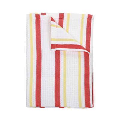 China Factory Wholesale Cheap Viable Custom Kitchen Double Sides Microfiber Towel Washing Cleaning Towel Striped Towel 40x60cm for sale