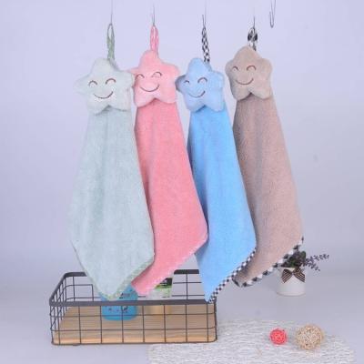 China Customized Viable Home Solid Color Fashion Towel Hot Selling Can Hang Children's Hand Towel for sale