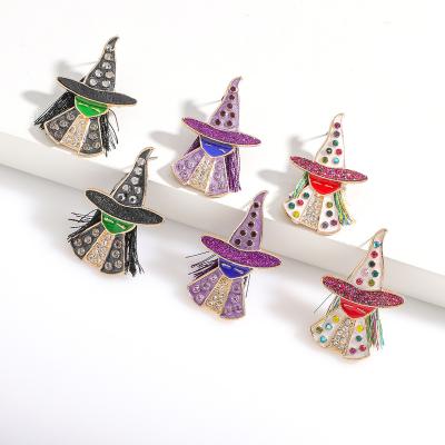 China 2022 Wholesale TRENDY Hot Sale Alloy Diamond-studded Cute Halloween Witch Earrings Stud Earrings For Women Jewelry for sale