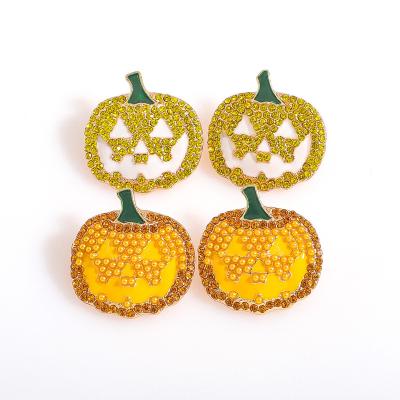 China 2022 Multicolor Fashion Rhinestone Halloween Fashion Stud Earring Wholesale Funny TRENDY Pumpkin Earrings For Women for sale