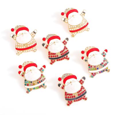 China Hot Sale TRENDY Xmas Funny Alloy Stud Earrings Santa Earrings Statement Colorful Rhinestone Christmas Jewelry For Women for sale