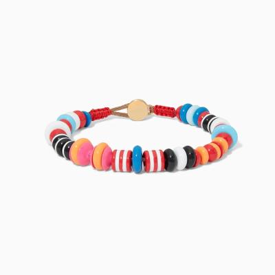 China TRENDY Customized Colorful Enameled Elastic Summer Fashion Rainbow Tile Bead Bangle Bracelet Jewelry Bangle Set for sale