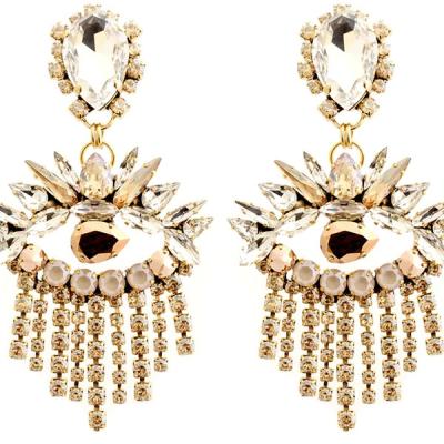 China New Luxurious Gold Plated Fashion TRENDY Customized Earrings Eye Shape Crystal Drop Earrings For Women Jewelry for sale