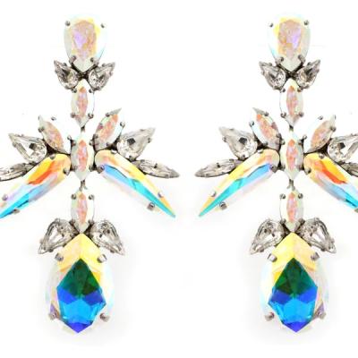 China Customized Shining Jewelry TRENDY Women's Crystal Rhinestone Chandelier Earrings For Rainbow New Fashion Luxurious Drop Earrings for sale