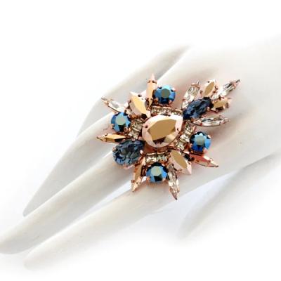 China New Customized Star FASHIONABLE Ring Crystal Embellished Ring In Crystal Tones Adjustable Rings multicolor design for sale