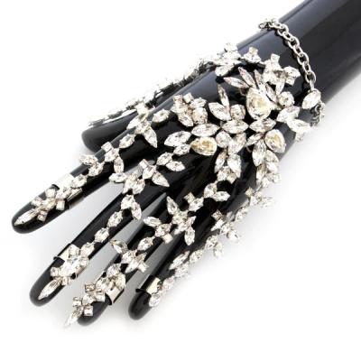 China New Customized Fashion TRENDY Crystal Rhinestone Bracelet For Women Piece Crystal Embellished Five Ring Hand Part for sale