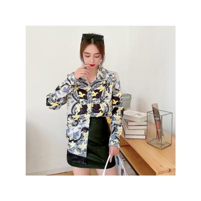 China Anti-pilling in apparelfloral sales apparelfloral lapel long thin long-sleeved shirt women's new current wholesale clothing fashion sales for sale