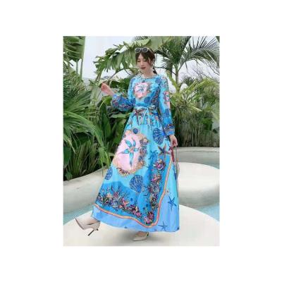 China Hot Selling Fashion Ladies Fashion Lady Sleeve Beautiful O-neck Anti-static Long Sleeve Casual Dress for sale