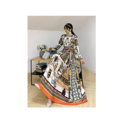 China New European and American fashion large size African women's printing anti-static full dress for sale