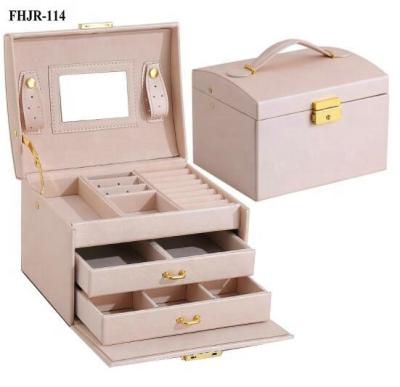 China Wholesale Luxury/Delicate Women Jewelry Box PU Portable 3 Layer Jewelry Storage Box Travel Jewelry Case For Earrings Bracelets Rings for sale