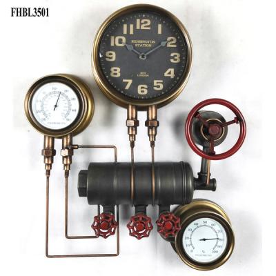 China Retro Creative Metal Wall Clock Storage Vintage MDF Decorative Wall Clock for sale