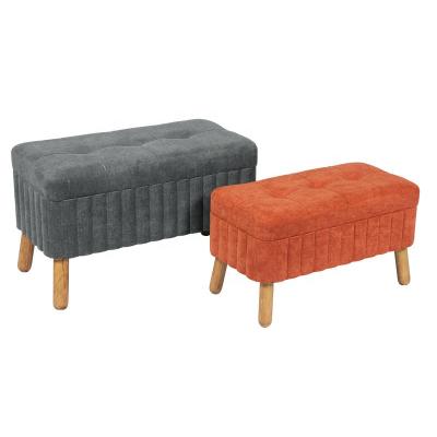 China Customized Ottoman Tufted Padded Foot To Sneak Upholstered Canvas Stool With Four Wooden Legs for sale