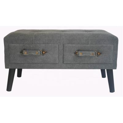 China Storage Gray Storage Ottoman Stool Velvet Ottoman Bench for sale