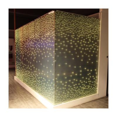 China Hotel Outside Anti-Explosion Illuminated LED Partition Panel Twinkle Star LED Glass For Wall Building Decoration for sale