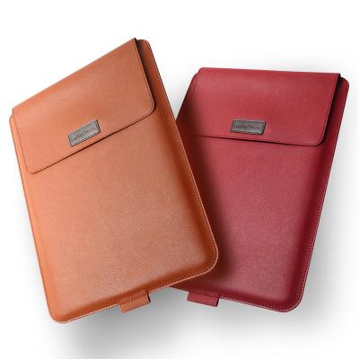 China Multifunctional Hot Sale Eco-friendly PU Leather Laptop Sleeve Case with Stand Holder Computer Bag for Macbook Air pro for sale