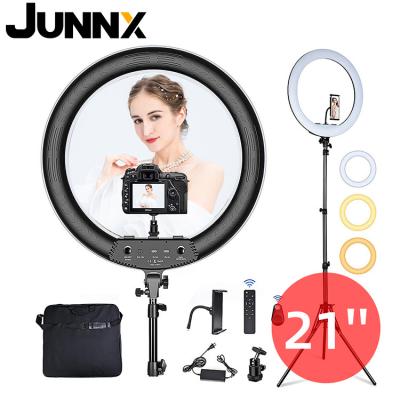 China Large 21inch LED PORTABLE Video Selfie Ring Light Dimmable Makeup Ring Photography Lamp from JUNNX LED Ringlight for Tik Tok Youtube for sale