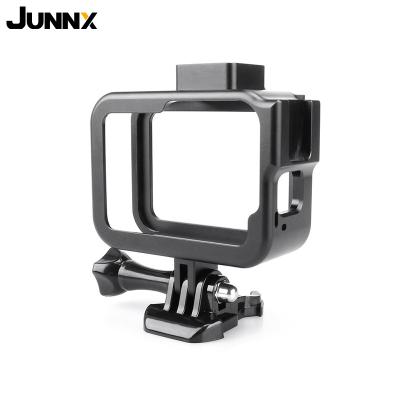 China JUNNX Protective Aluminum Black Vanish Pro 8 Border Housing Shell Case Vlog Frame For Gopro Hero 8 With Mic Cold Shoe Mount for sale