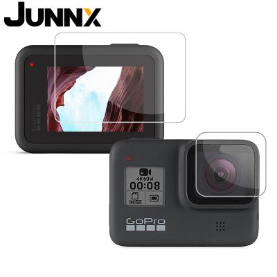 China Back Front Tempered Glass Protector For Gopro Hero 8 JUNNX Anti-fingerprint Front Back Protective Tempered Glass LCD Screen Protector Vanish Pro 8 Camera Film For Gopro Hero 8 Black for sale