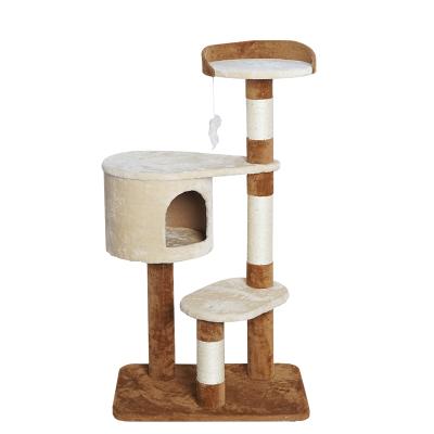 China 2021 New Cat Treehouse Sisal Cat Scratcher + Cat Litter Box + Observation Platform Stocked Three in One Support Customization for sale