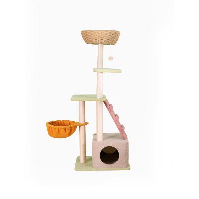 China Nature Sustainable Cheap Luxury Sisal Modern Sisal Living Room Furniture Large Wooden Cat Tree House Scratcher Components Tower Components for sale