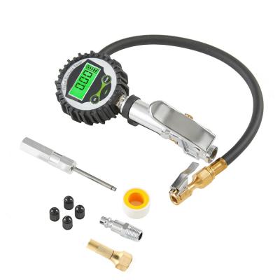 China Heavy Duty Tire Pressure Gauge Digital Air Tire Inflator Pressure Gauge Air Chuck with Gauge for Air Compressor Tire Inflator Gauge 200 PSI for sale