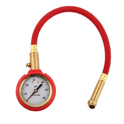 China Different Units (PSI Wheel Tire Air Pressure Gauge Manual Dial Tire Pressure Gauge with Hose Tire Rubber Gauges for sale