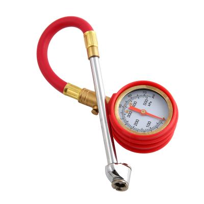 China Different Units (PSI Truck Tire Pressure Gauge with Heavy Duty Zinc Alloy Double Foot Chuck Precision Tire Pressure Gauge for sale