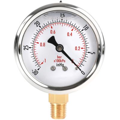 China 304 SS Case 2.5 Radial Gauge Stainless Oil Filled Pressure Gauge With Bottom Mount for sale